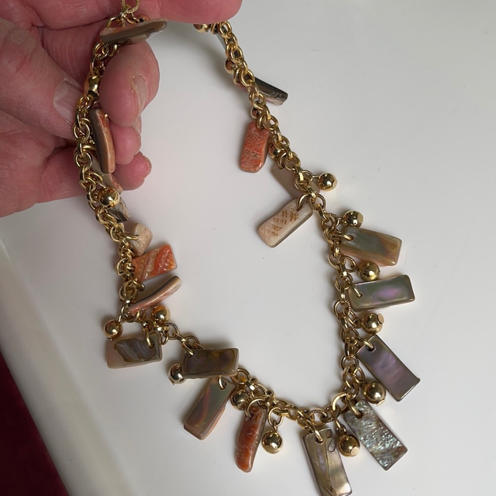 VTG Napier Orange Abalone/Gold Bead Necklace